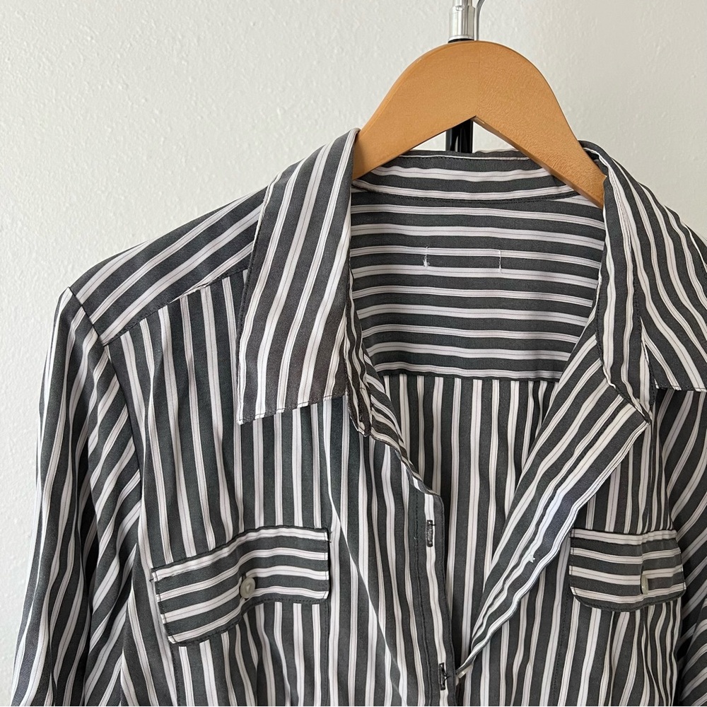 Lightweight Pinstripe Button Up Oversized - image 3